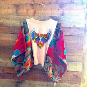 NWT Mountain Girl Clothing Colorful Journey Inspired Graphic Top Poncho